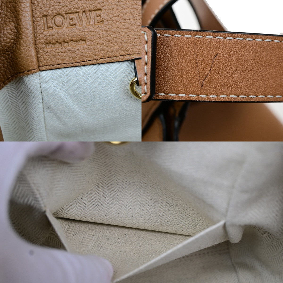 LOEWE Logo Hammock Small 2Way Shoulder Hand Bad Leather Brown GHW Spain 683RL069