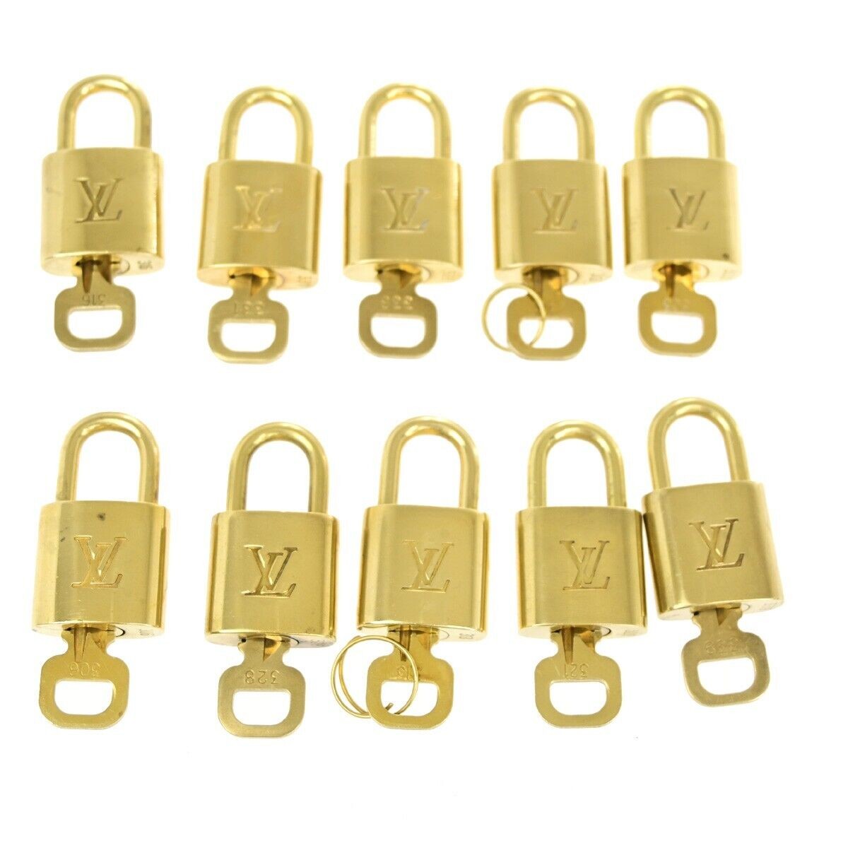LOUIS VUITTON LV 10 SET PADLOCK KEY BAG CHARM CADENA GOLD PLATED FRANCE 30SH831