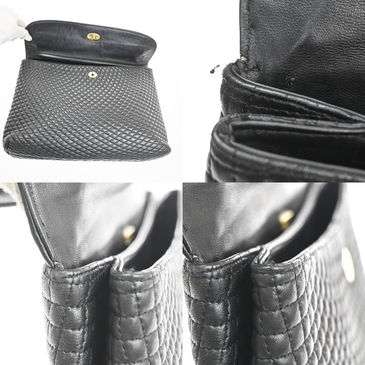 BALLY Logo Quilted Hand Bag Leather Black GHW Italy 02KP543