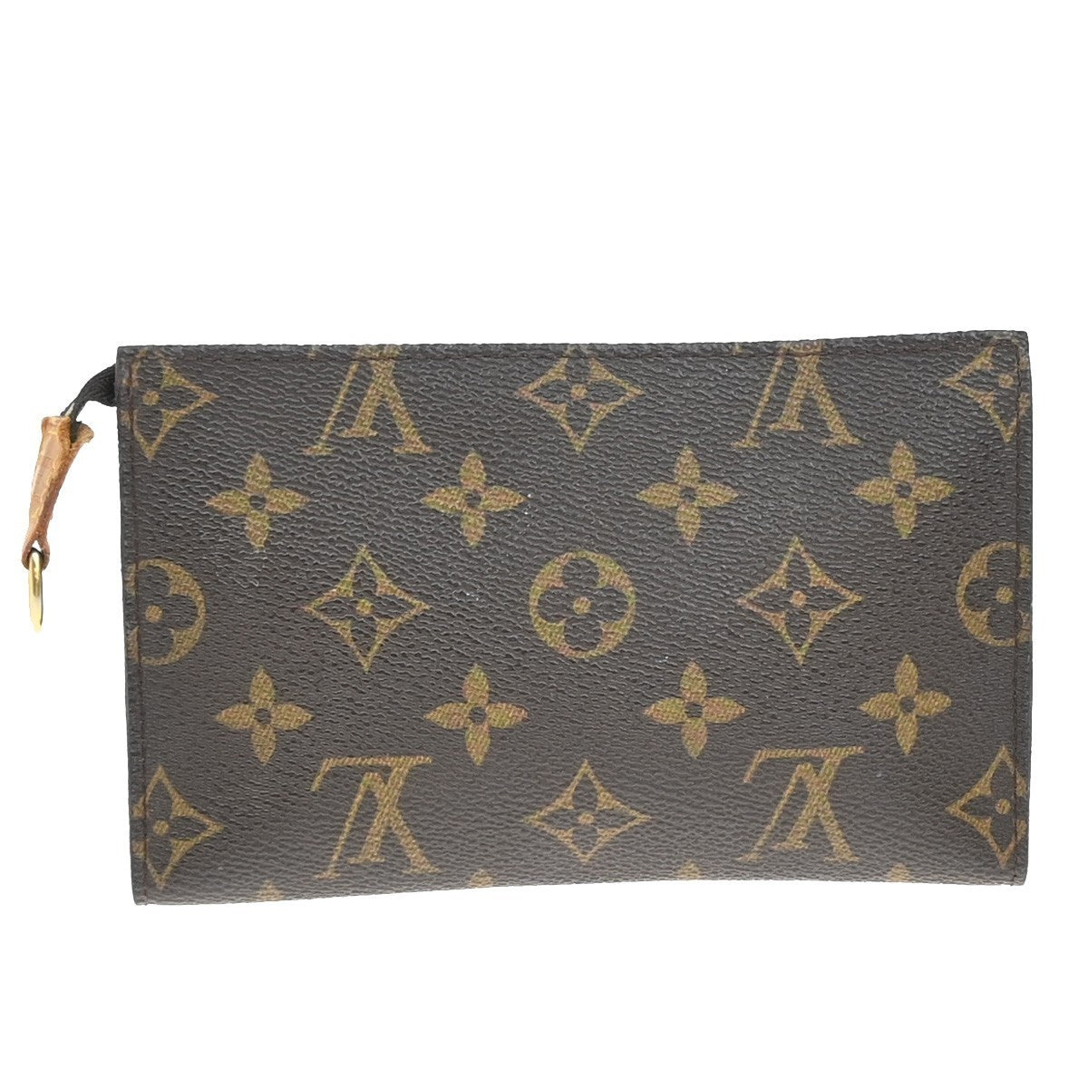LOUIS VUITTON Logo Bucket PM Pouch Bag Monogram Leather Brown France 60KP176