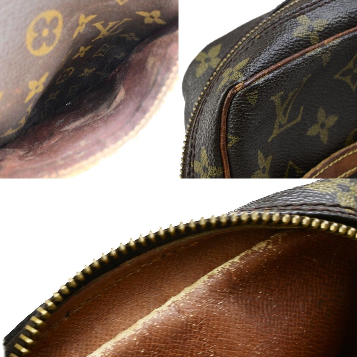 LOUIS VUITTON Danube Shoulder Bag Monogram Leather Brown France M45266 65ED045