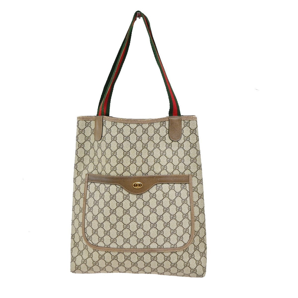 GUCCI Logo GG Pattern Sherry Web Shoulder Tote Bag PVC Leather BN Italy 63KD182