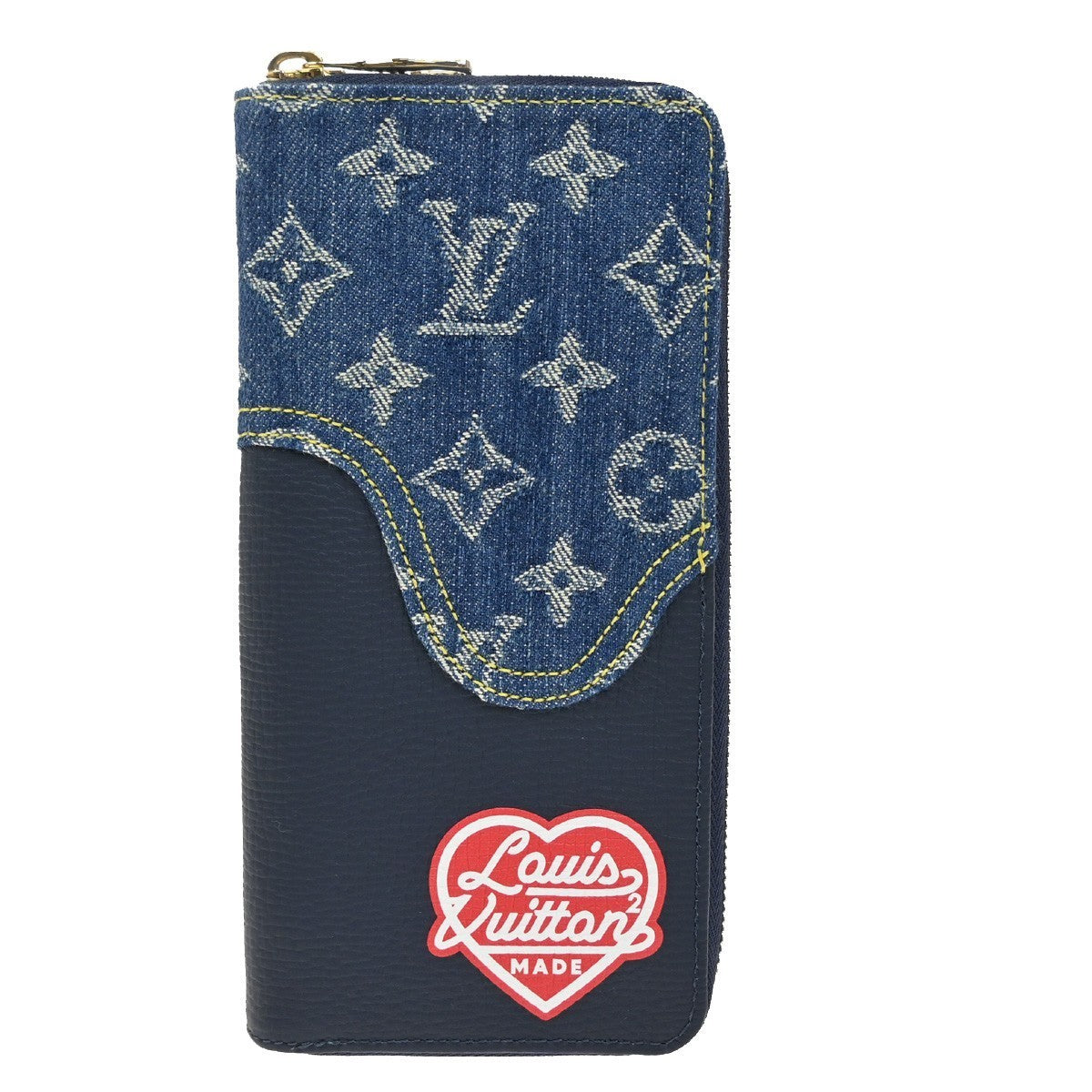 LOUIS VUITTON NIGO Zippy Wallet Vertical Monogram Denim Blue M81107 46RL483