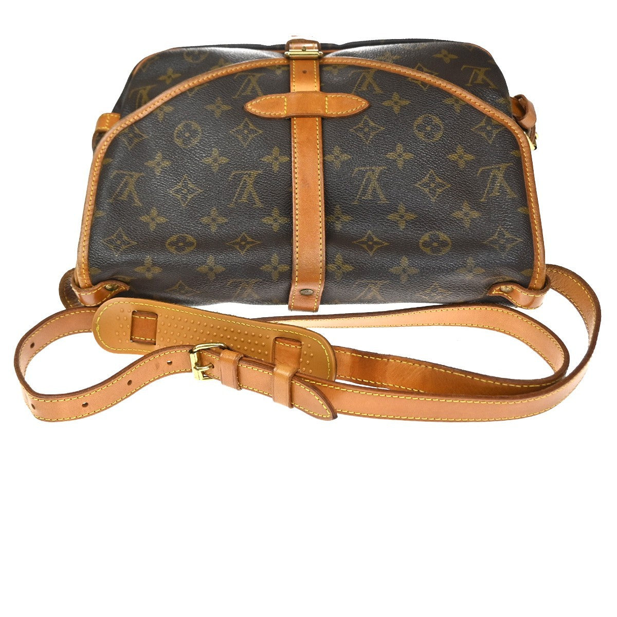 LOUIS VUITTON Logo Saumur 30 Shoulder Bag Monogram Leather Brown M42256 70CA886