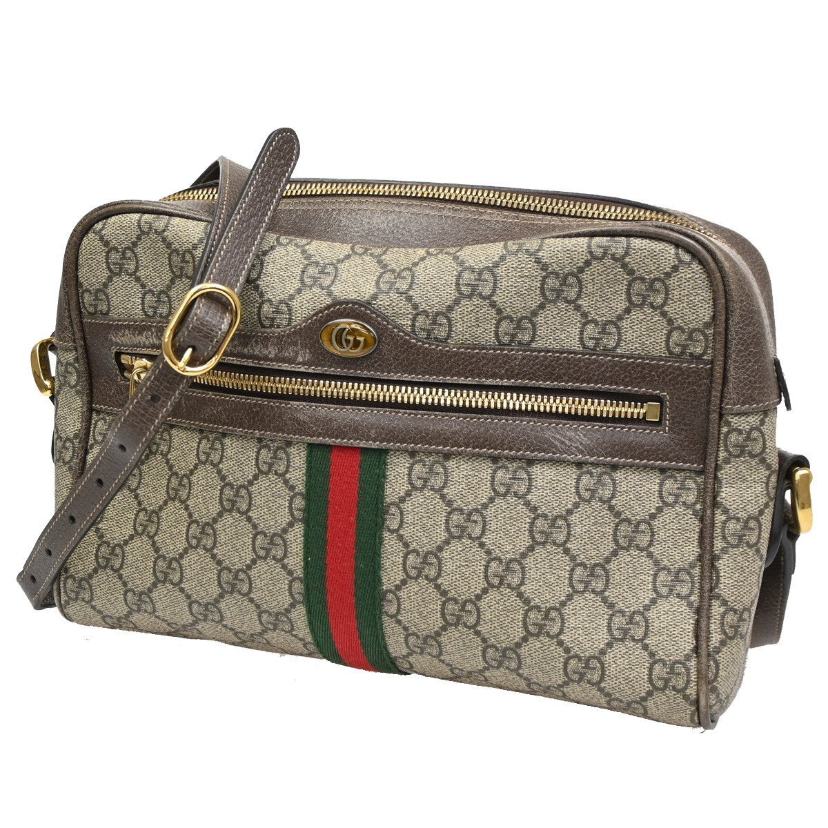GUCCI Ophidia GG Pattern Crossbody Shoulder Bag Supreme Leather Brown 73KC244