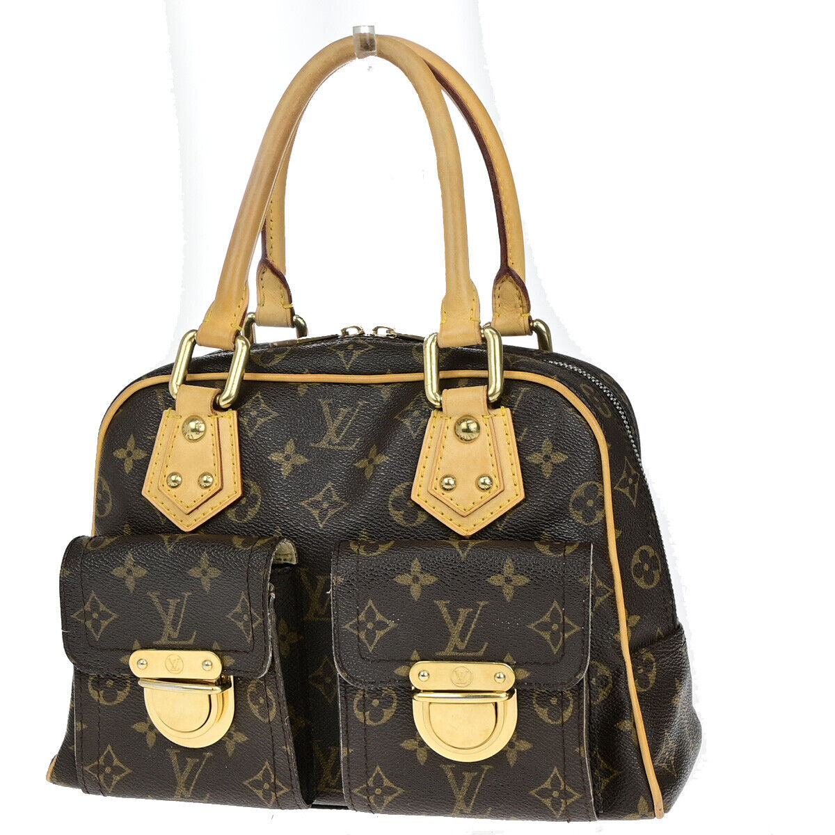 LOUIS VUITTON Manhattan PM Hand Bag Monogram Leather Brown Gold M40026 85YG724