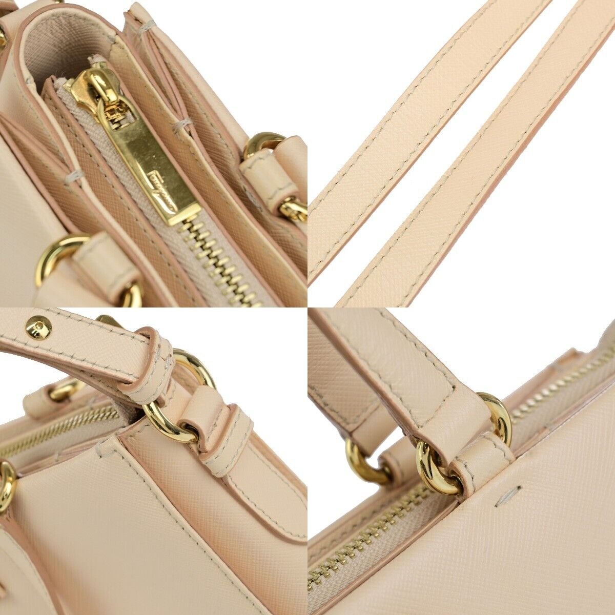 SALVATORE FERRAGAMO Logo Vara 2Way Shoulder Hand Bag Leather Pink Italy 69EC545