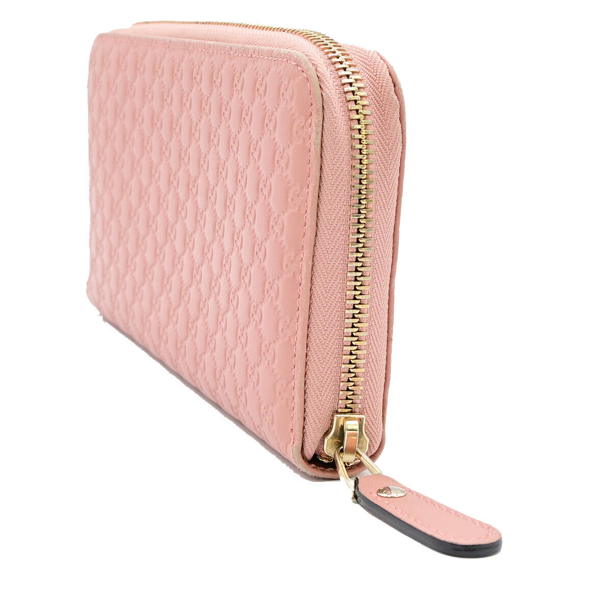 GUCCI Logo Micro GG Guccissima Long Zipper Wallet Leather Pink GHW Italy 39YE519