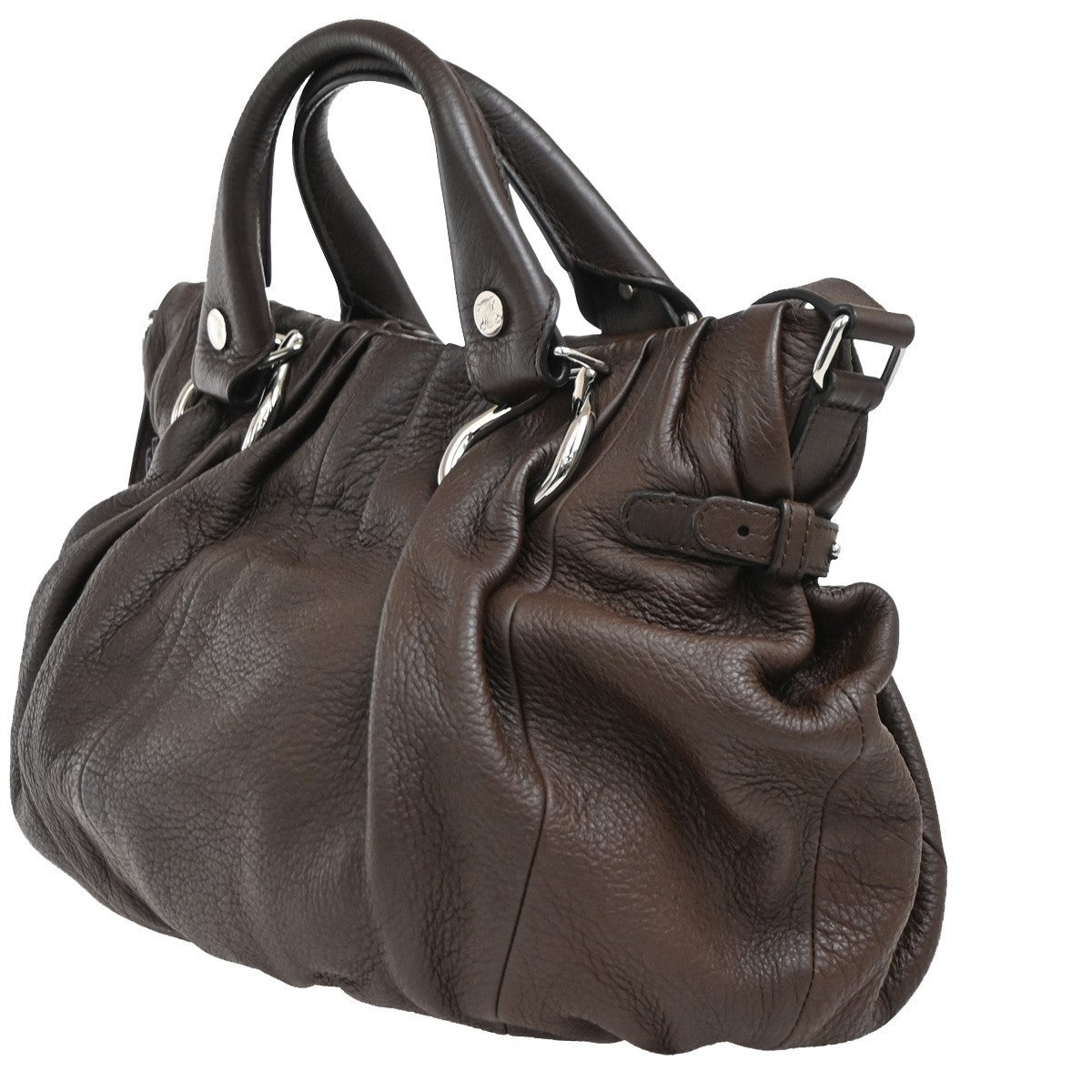 CELINE Logo Macadam 2Way Shoulder Hand Tote Bag Leather Brown SHW 76RL500