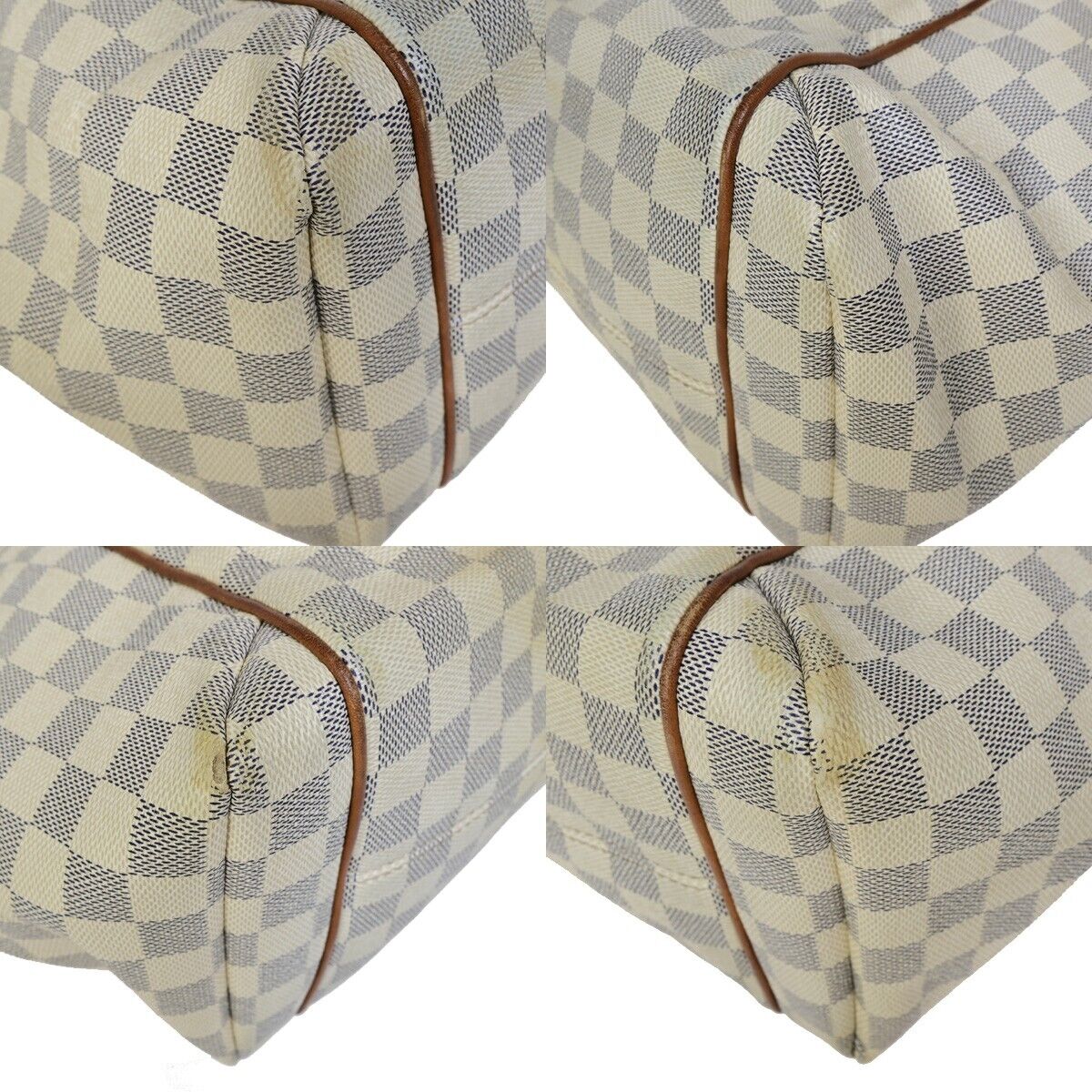 LOUIS VUITTON Totally MM Shoulder Bag Damier Azur Leather White N51262 83EB760