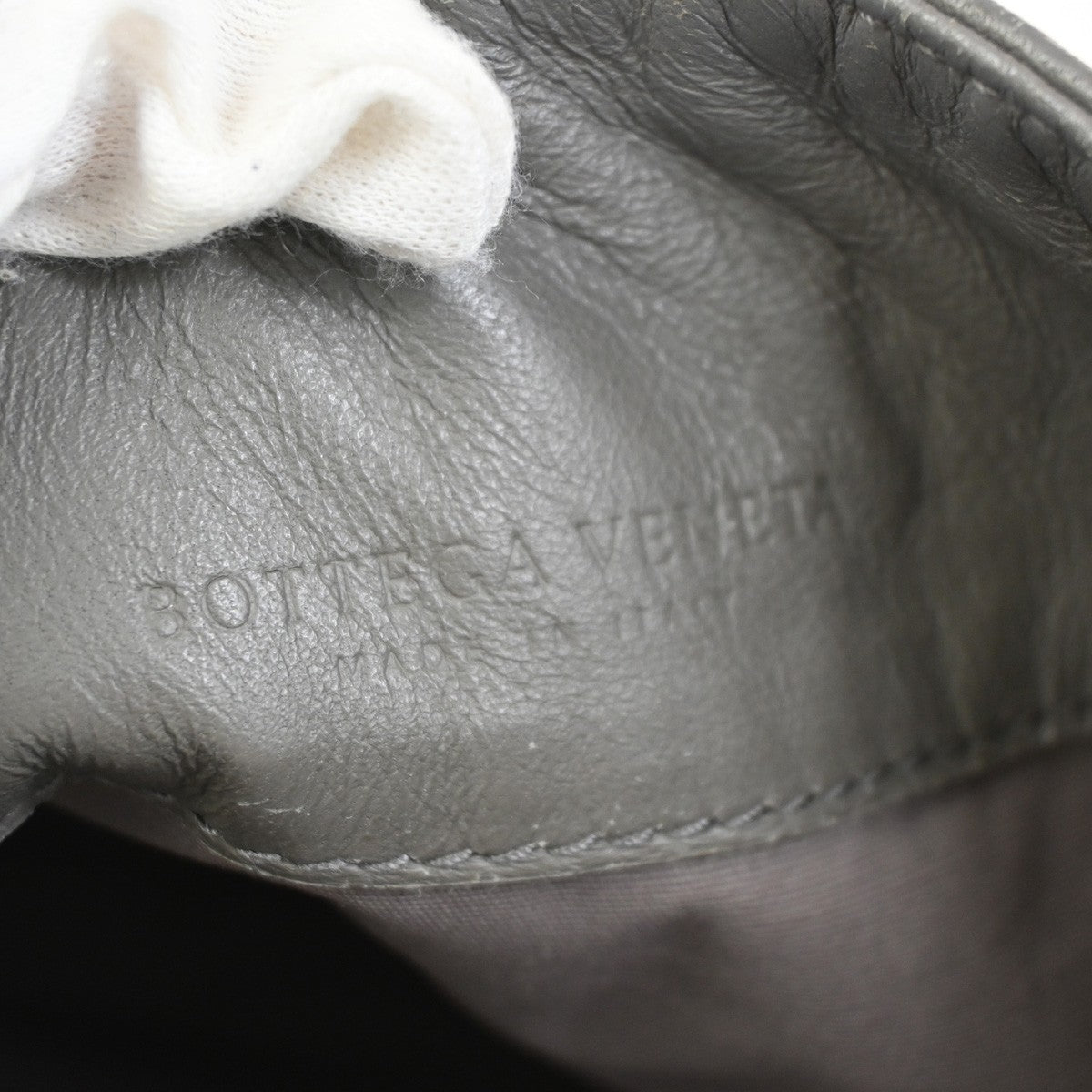 BOTTEGA VENETA Logo Intrecciato Shoulder Bag Leather Black Grey Italy 12ZA252