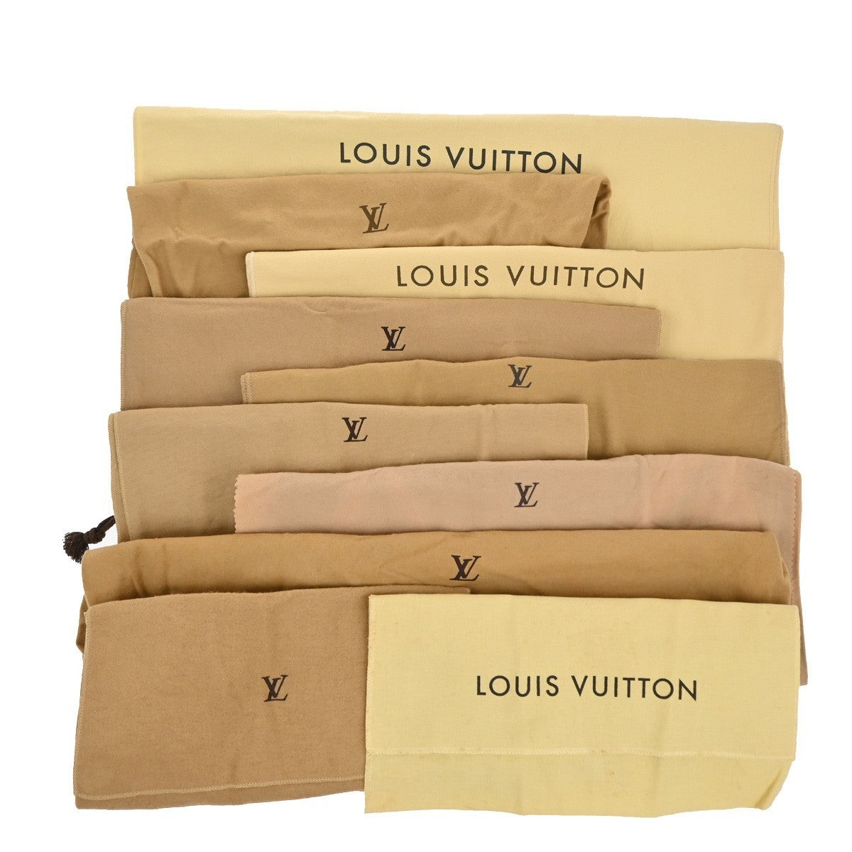 LOUIS VUITTON Logo 10 Set Dust Bag Drawstring Canvas Cotton Beige Brown 09KP261