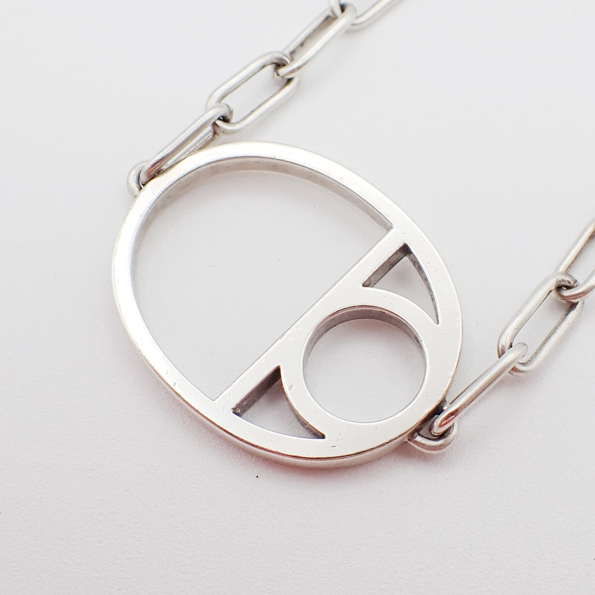 HERMES Chaine D'ancre Enchainee Game Chain Pendant Necklace 925 Silver 58RF339
