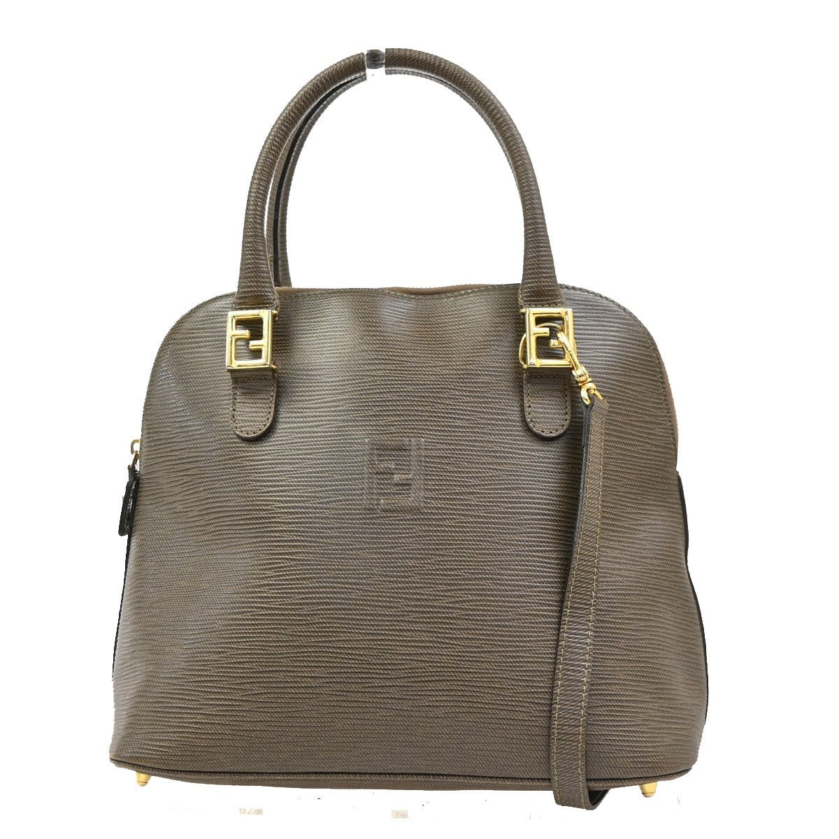 FENDI FF Logo 2way Shoulder Hand Bag Leather Brown GHW Italy 36KD108