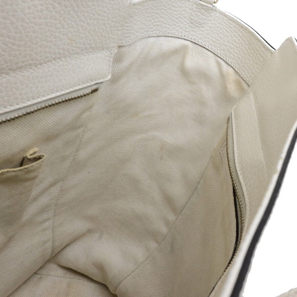 GUCCI Logo Swing 2Way Shoulder Hand Tote Bag Leather White Italy 62FB451