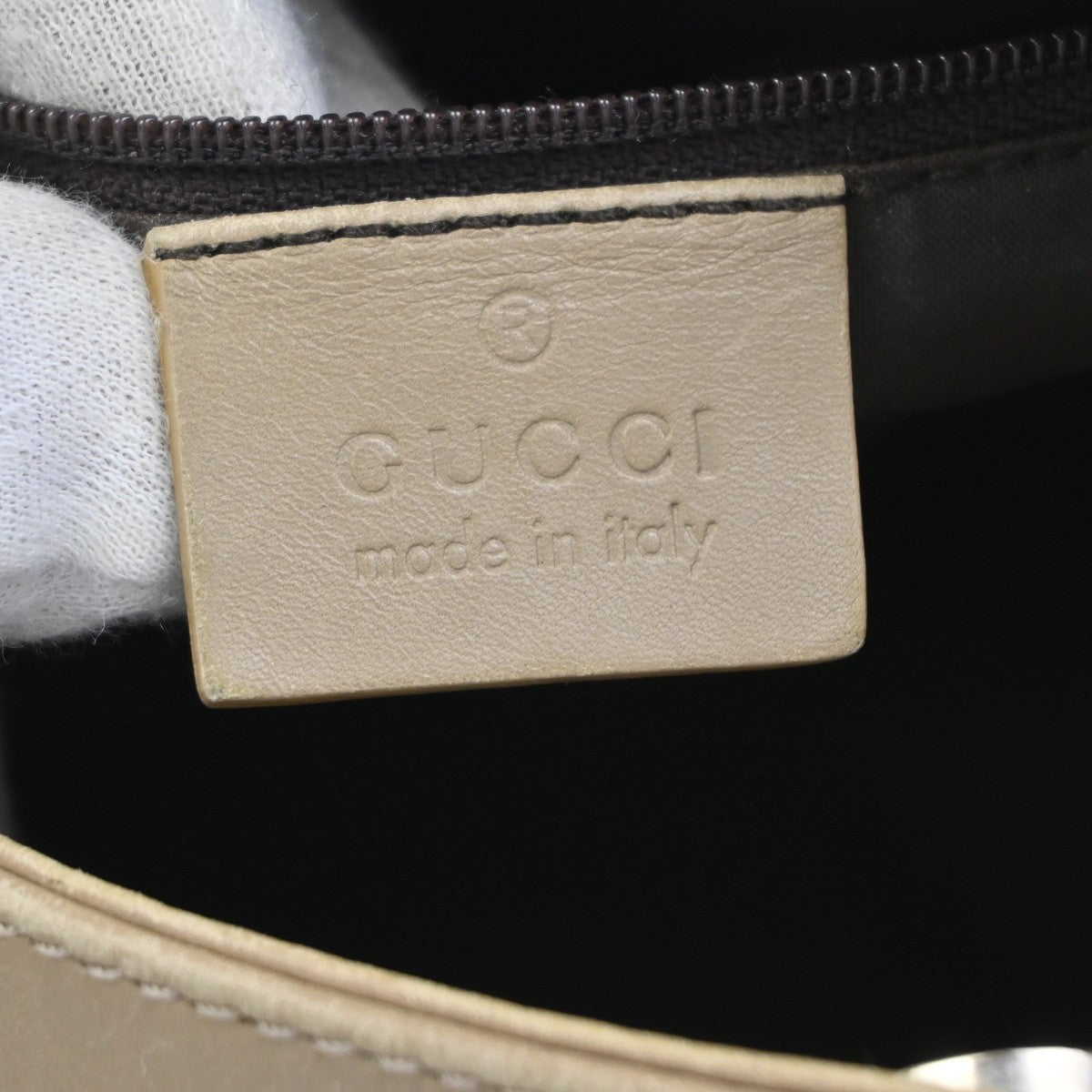 GUCCI Logo Bamboo 2Way Shoulder Hand Bag Leather Beige Italy SHW 68KC961