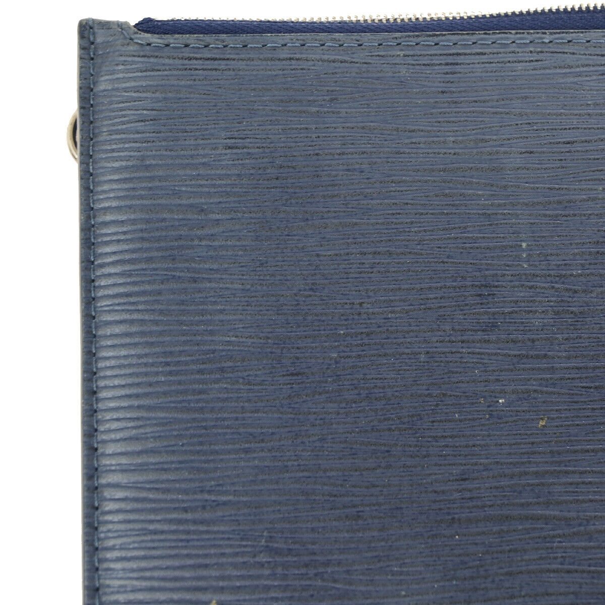 LOUIS VUITTON Logo Neverfull Pouch Epi Leather Indigo Blue SHW Spain 63YF452