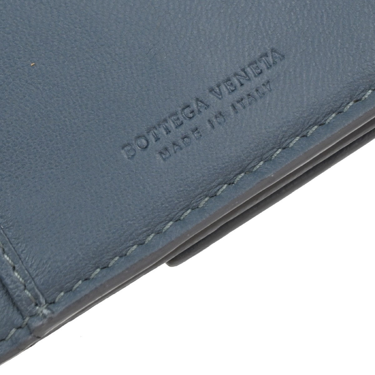 BOTTEGA VENETA Logo Intrecciato Long Bifold Wallet Leather Blue 67KP374