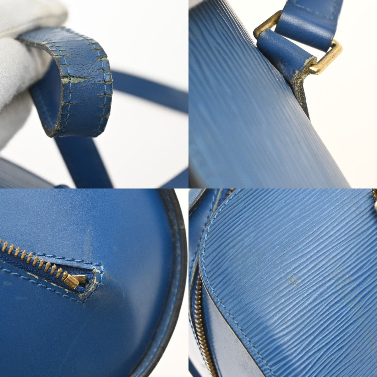 LOUIS VUITTON LV Logo Soufflot Hand Bag Epi Leather Blue France M52225 83YJ139