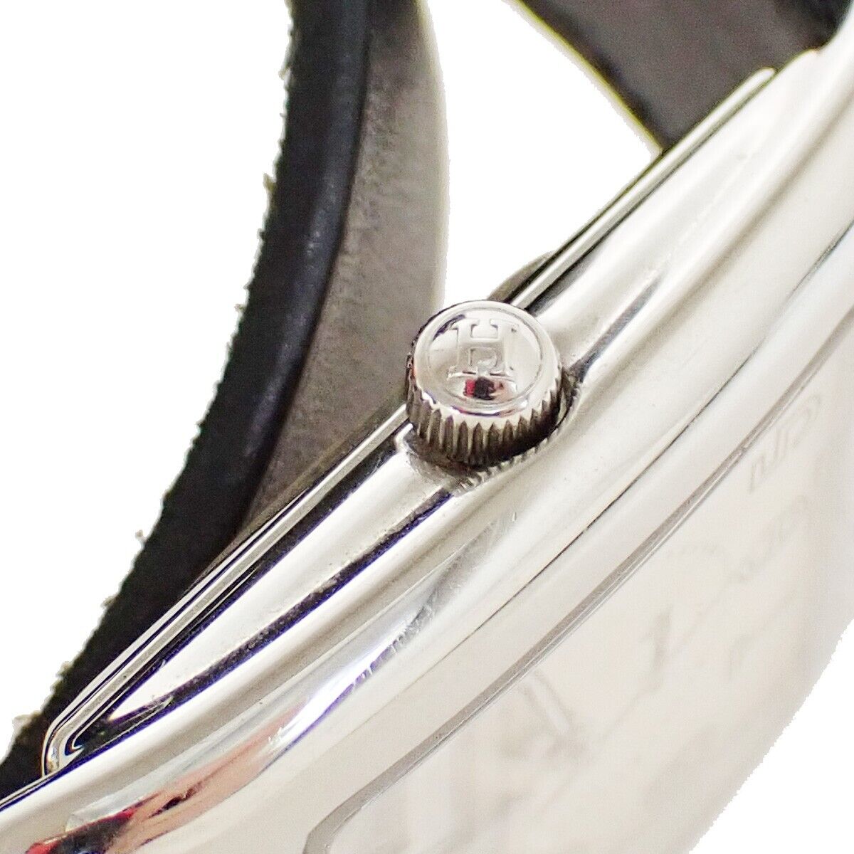 HERMES Logo Cape Cod Double Tour Wristwatch Leather ▢D Black Silver 660LC513