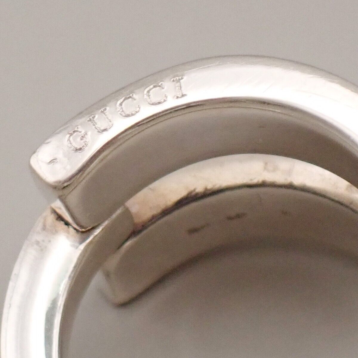 GUCCI  Logo Ring Sterling Silver Size JP 9 US 5 Italy Accessory 07YF242