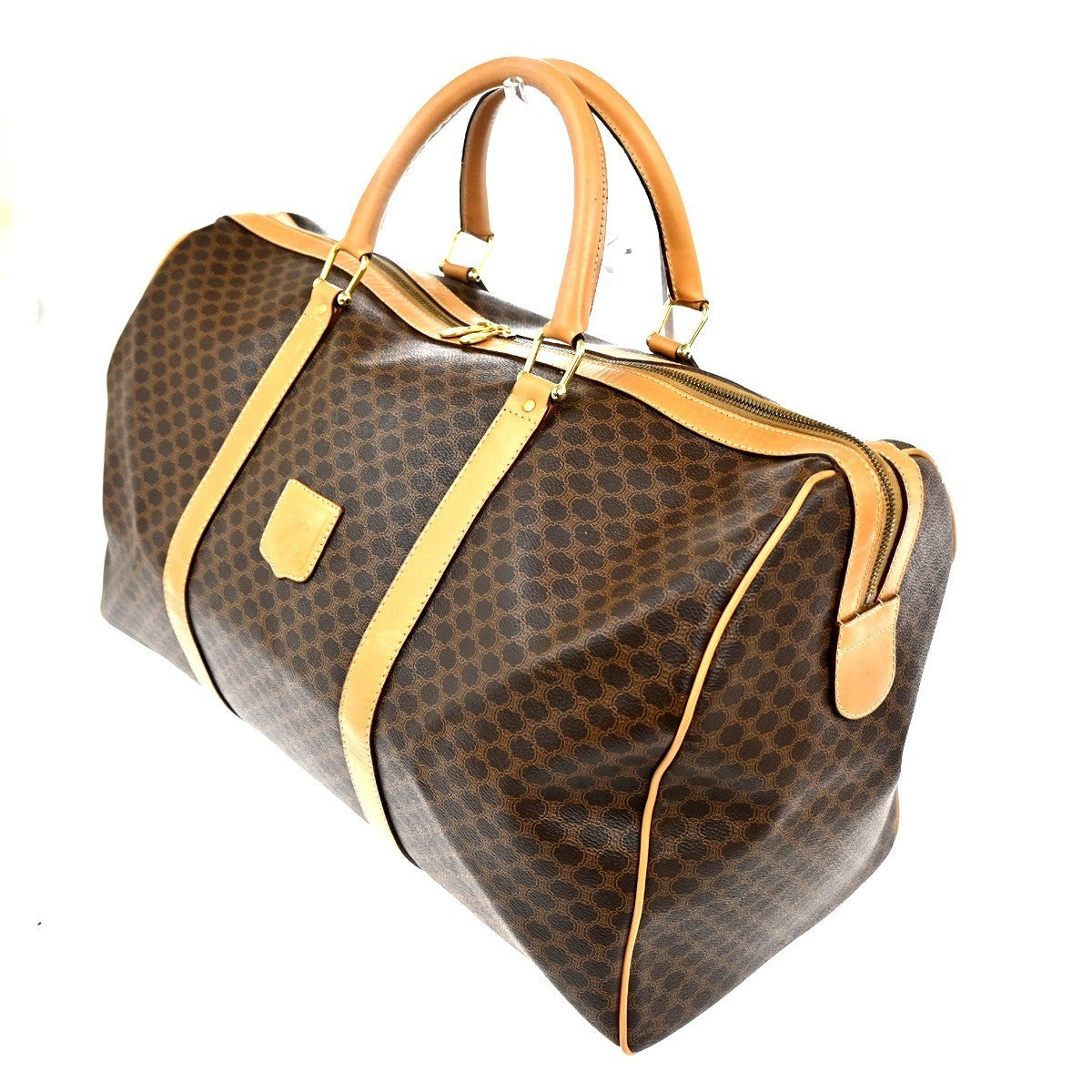 CELINE Logo Macadam Pattern Travel Hand Bag PVC Leather Brown GHW Italy 80TA473