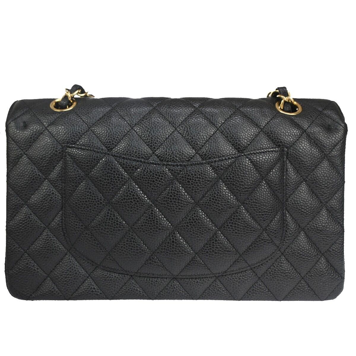 CHANEL CC Matelasse 25 Double Flap Chain Shoulder Bag Caviar Leather BK 465LC344