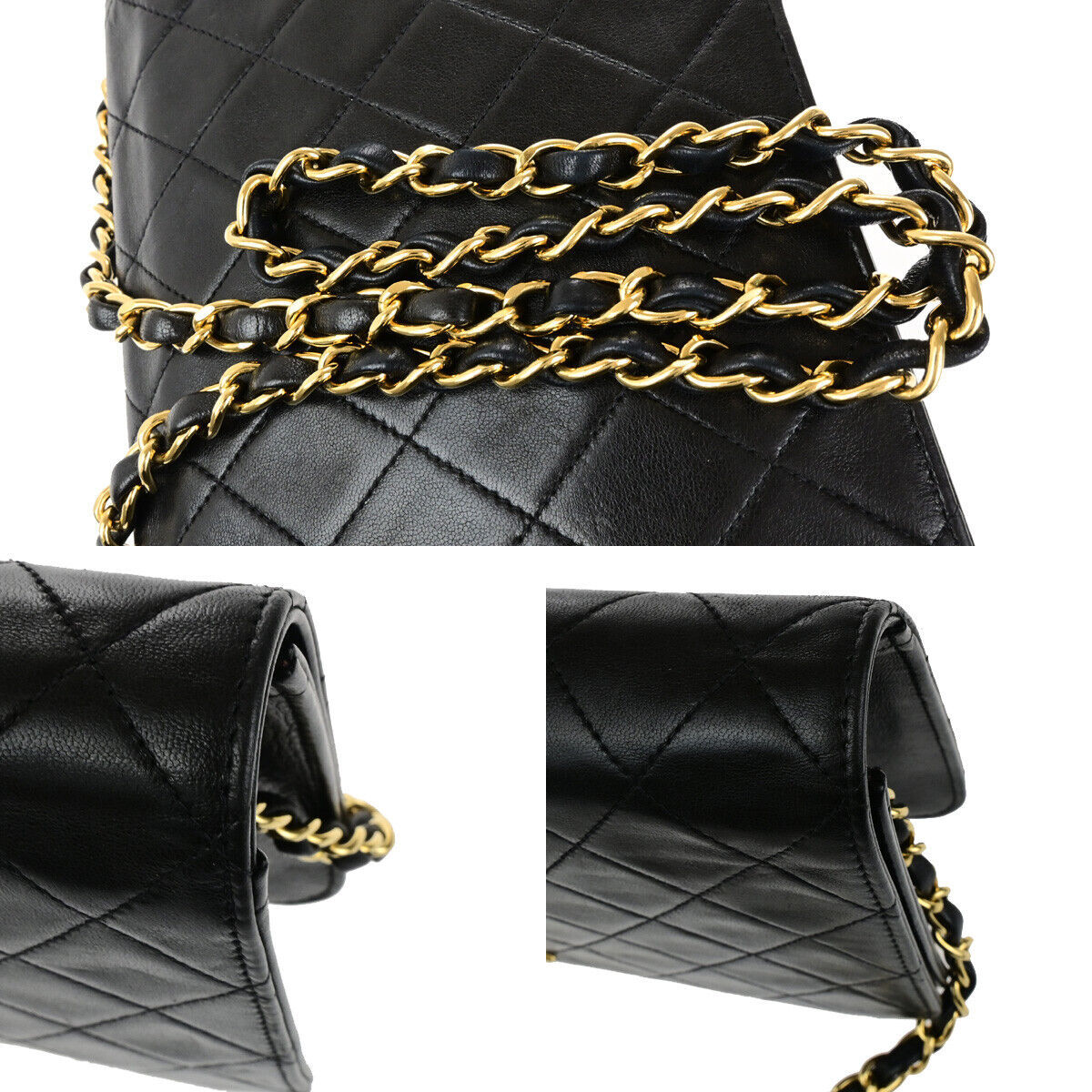 CHANEL CC Matelasse 23 Full Flap Chain Shoulder Bag Black GHW Vintage 645RK760
