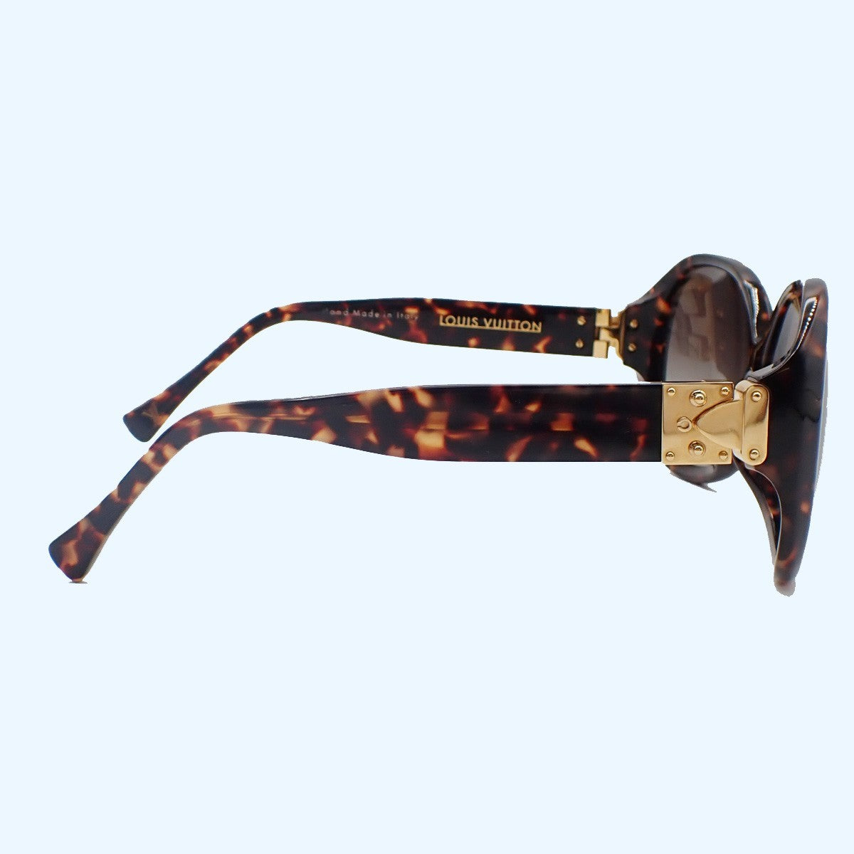 LOUIS VUITTON Sun Glasses Eye Wear Metal Plastic Gold Brown Italy Z0255E 30KC953