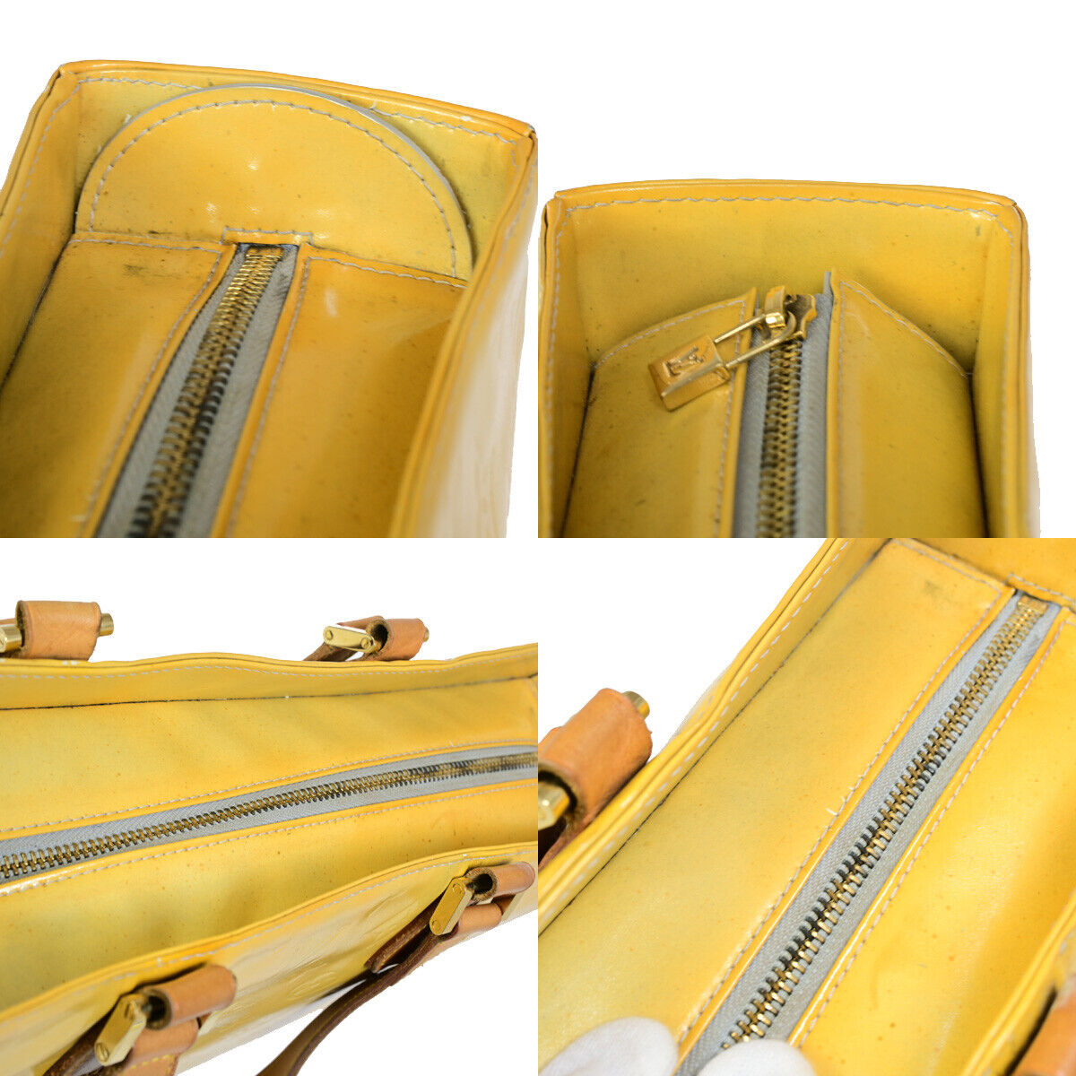 LOUIS VUITTON Columbus Shoulder Bag Monogram Vernis Lime Yellow M91047 60YF141