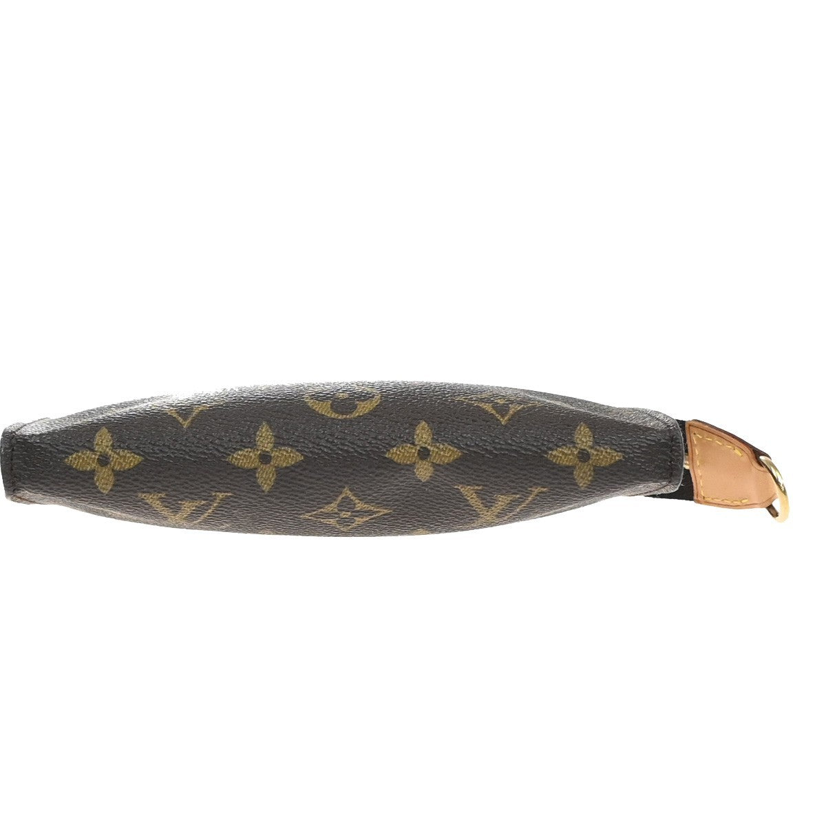 LOUIS VUITTON Logo BUCKET PM Pouch Bag Monogram Leather Brown France 66KP603