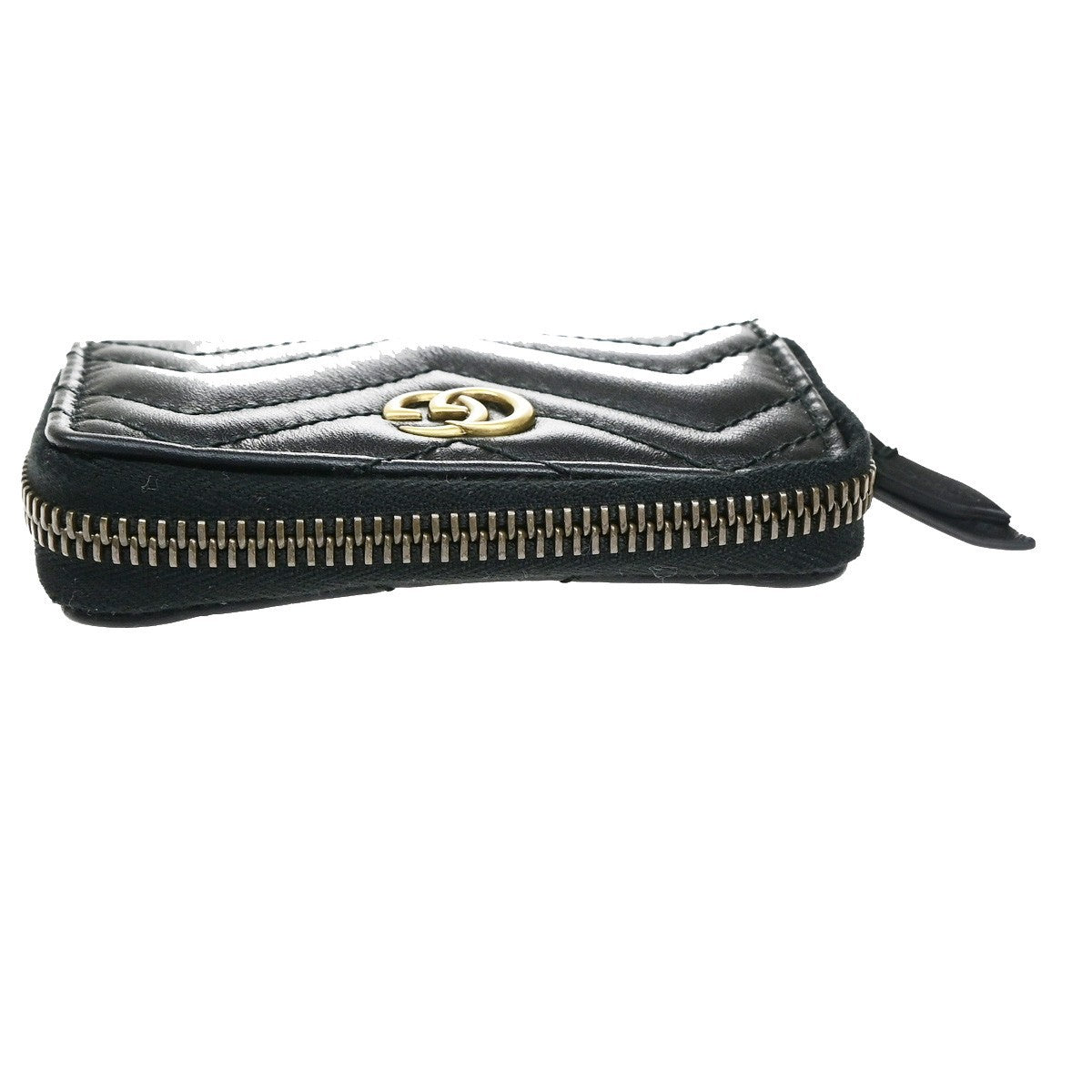 GUCCI GG Logo Marmont Key Pouch Case Leather Black Italy GHW 81YJ251