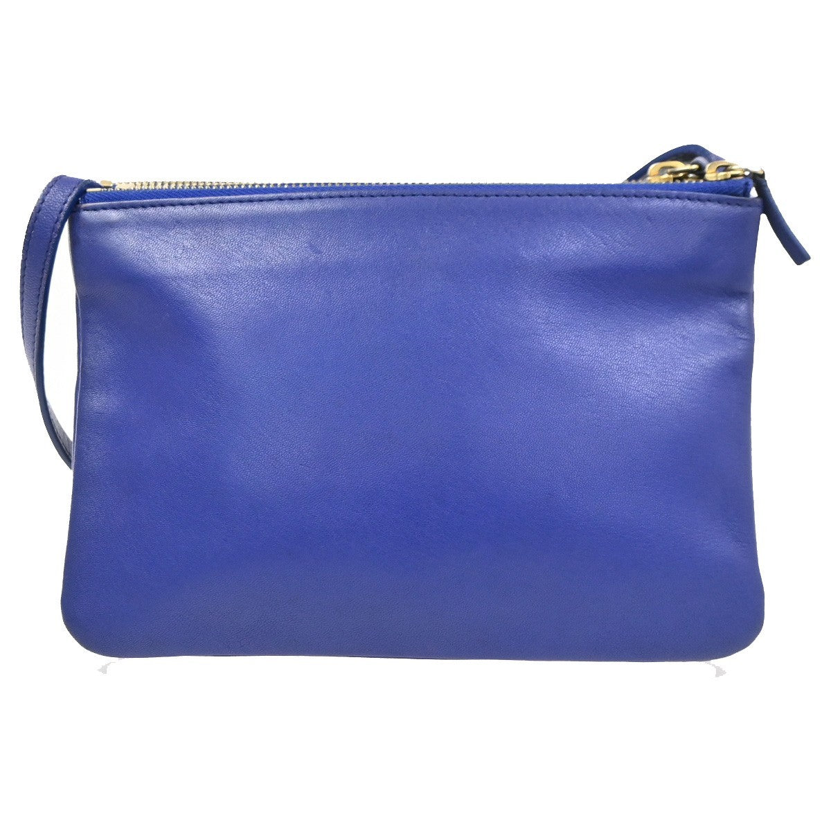 CELINE Logo Trio Crossbody Shoulder Bag Leather Blue Italy 80CA959