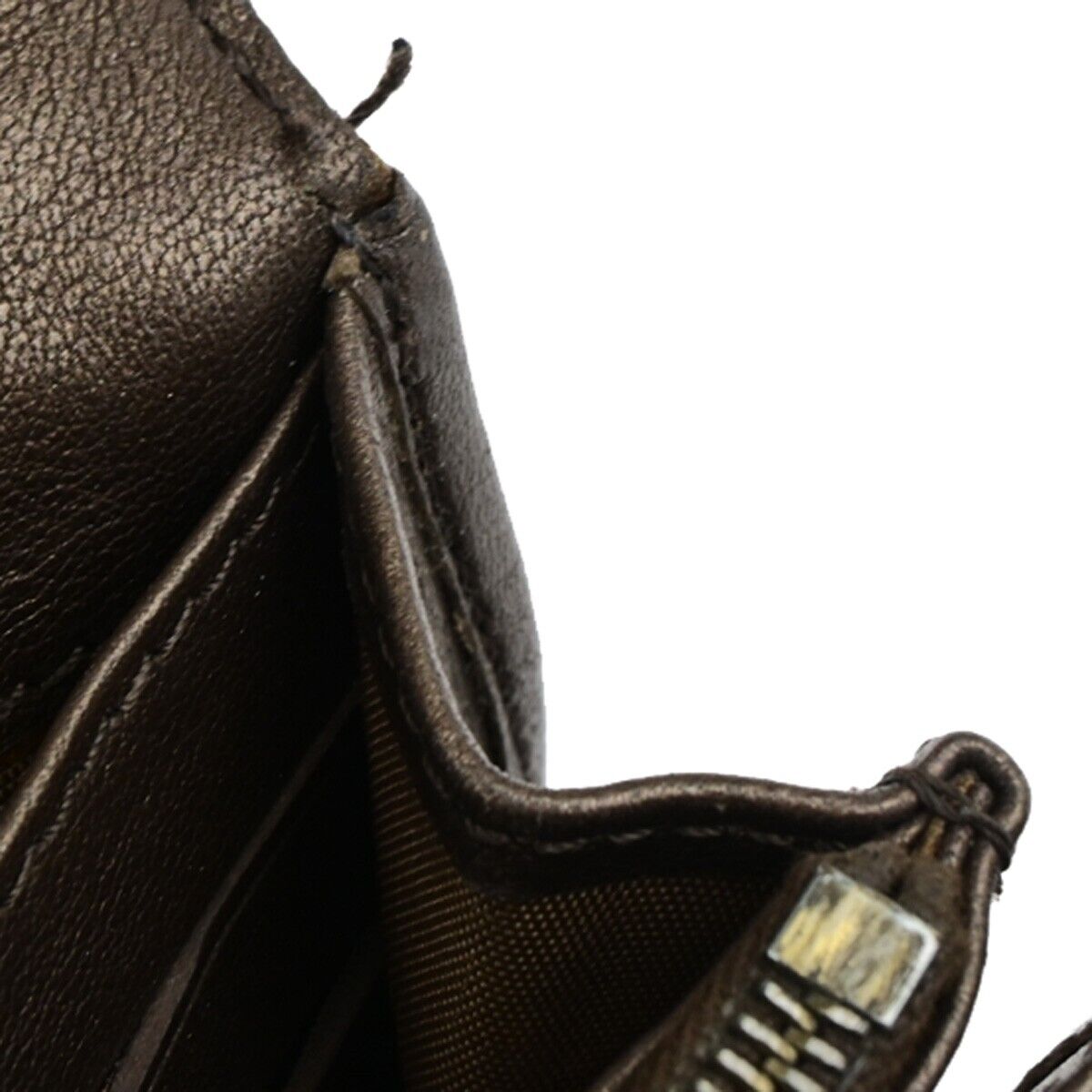 CELINE Logo Macadam Long Bifold Wallet Suede Leather Brown Gold 07KA509