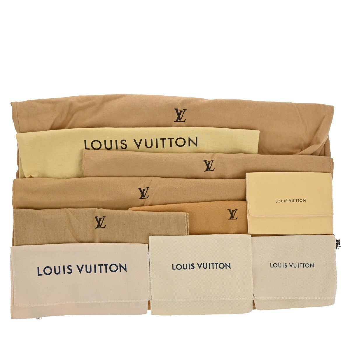 LOUIS VUITTON Logo 10 Set Dust Bag Drawstring Canvas Cotton Beige Brown 09KP296