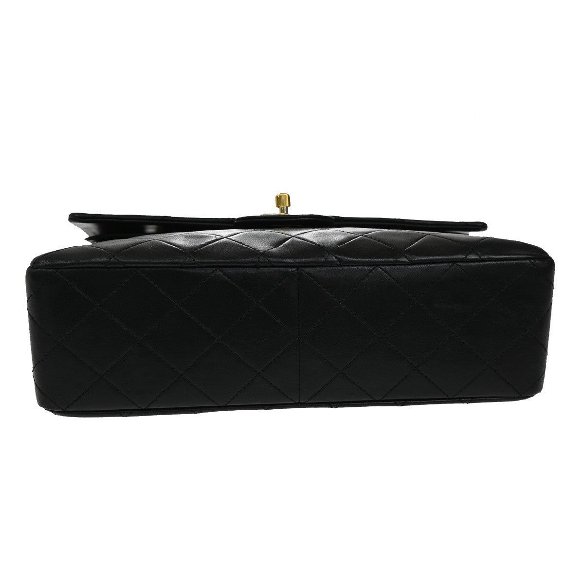 CHANEL CC Matelasse 25 Double Flap Chain Shoulder Bag Leather Black GHW 357RL462