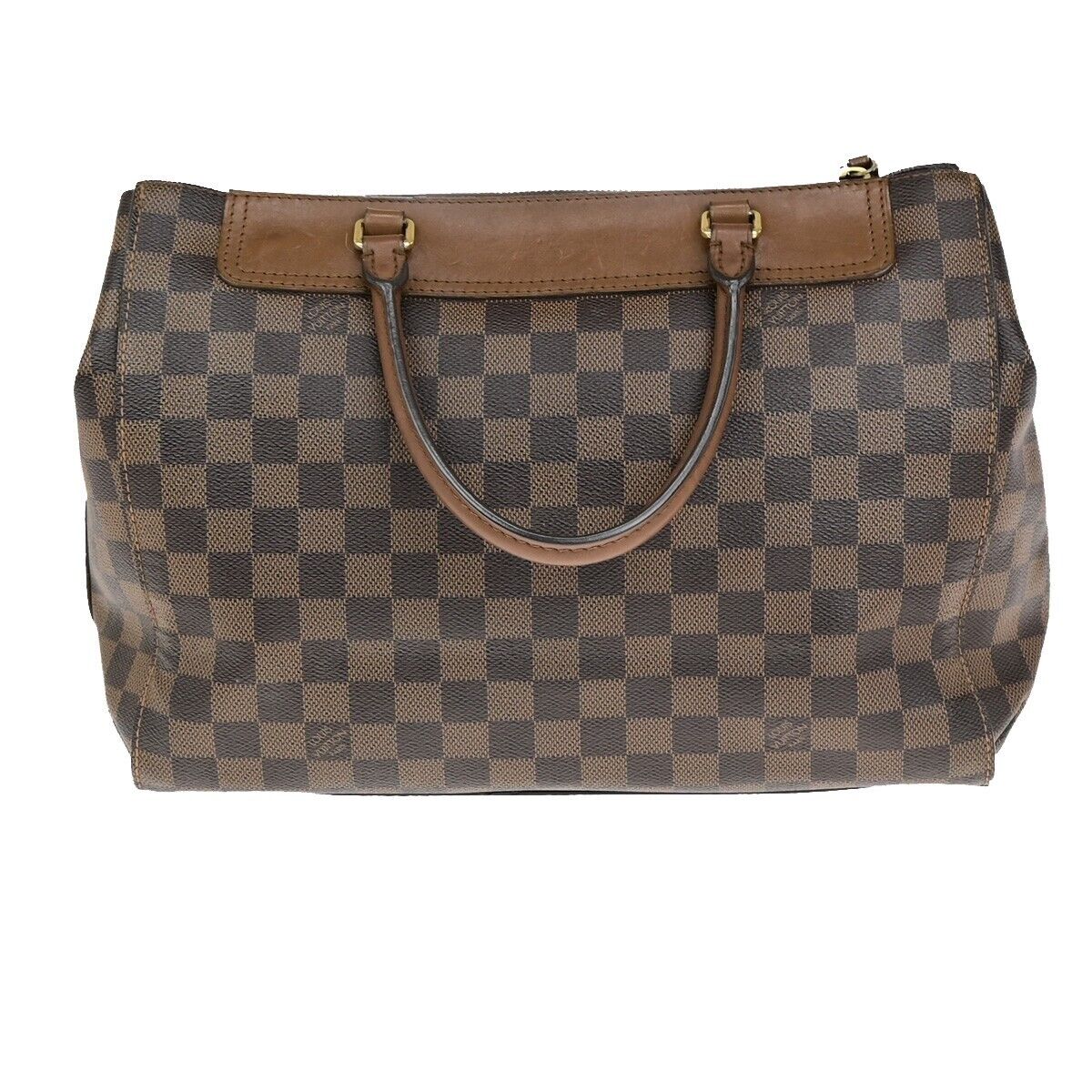 LOUIS VUITLOUIS LV Logo Greenwich Hand Bag Damier Leather Brown N41337 79ED031