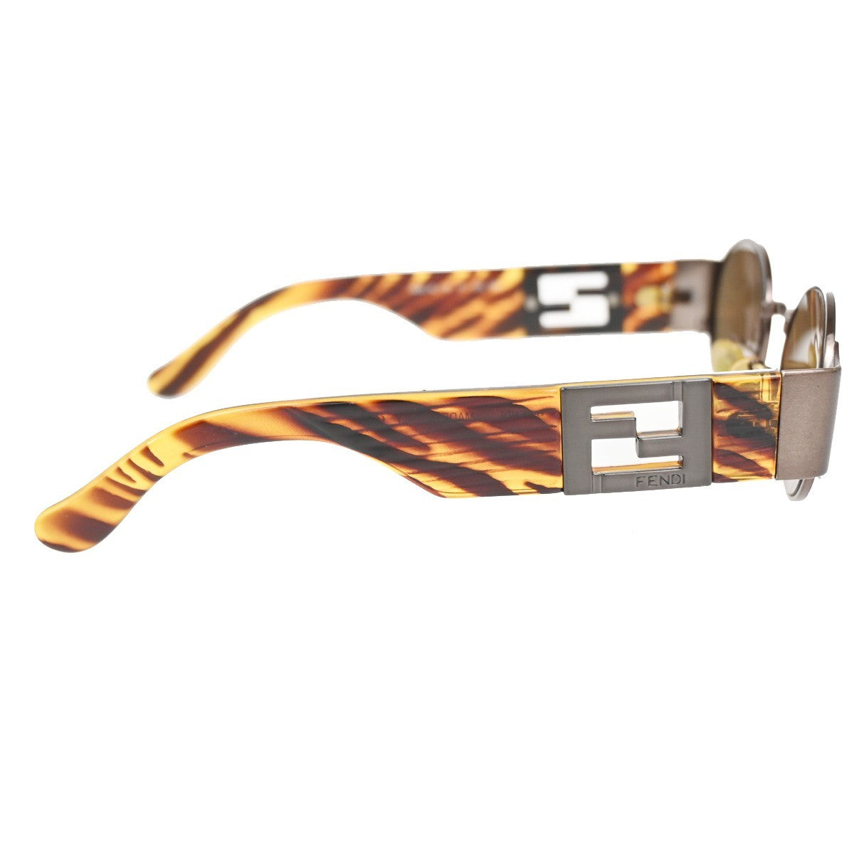 FENDI FF Logo Sunglasses Eye Wear Plastic Metal Brown Italy SL7131 07CA890