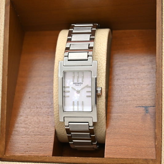 [Near Mint] HERMES Tandem TA1.210 Wrist Watch 19mm Shell Dial Quartz SS 97LC579