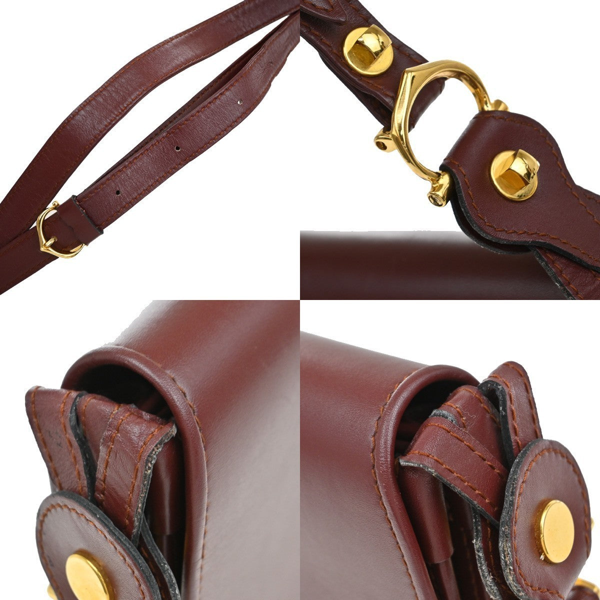 MUST DE CARTIER 2C Logo Crossbody Shoulder Bag Leather Red GHW 66CA367