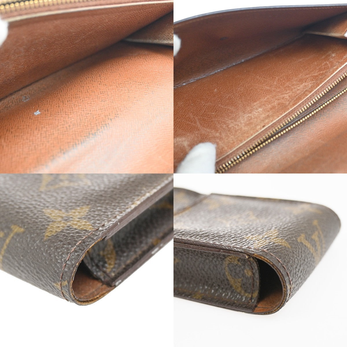 LOUIS VUITTON LV Logo 3 Set Wallet Cigarette Case Monogram Leather Brown 68KC965
