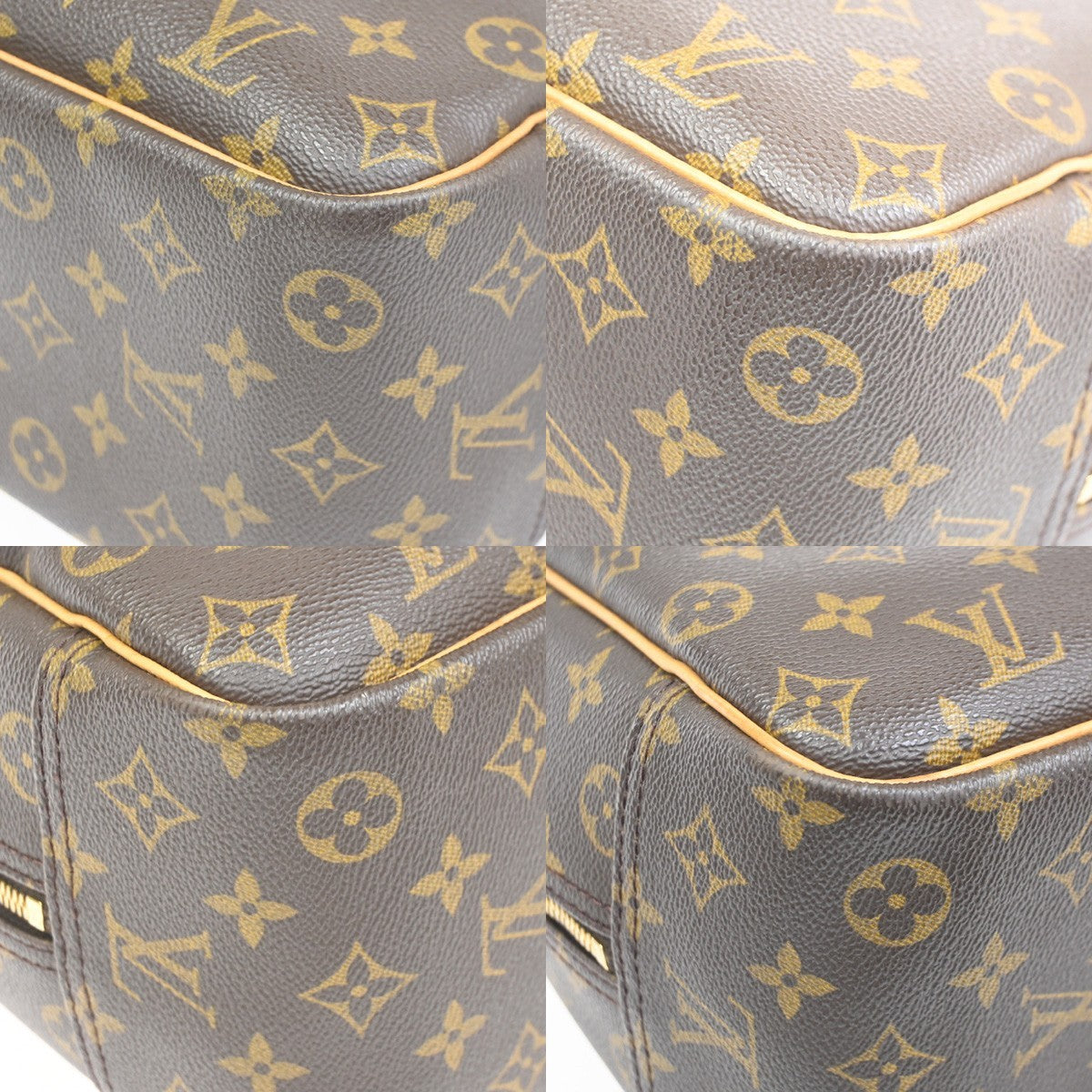 LOUIS VUITTON LV Logo Deauville Hand Bag Monogram Leather Brown M47270 75KC833