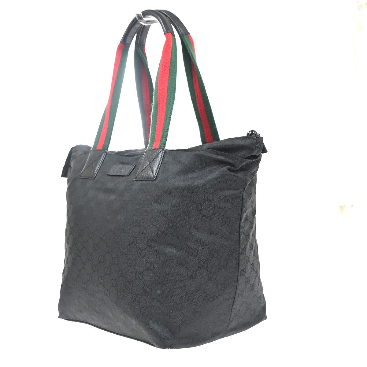 GUCCI Logo GG Pattern Sherry Travel Shoulder Bag Nylon Leather Black 64KC779