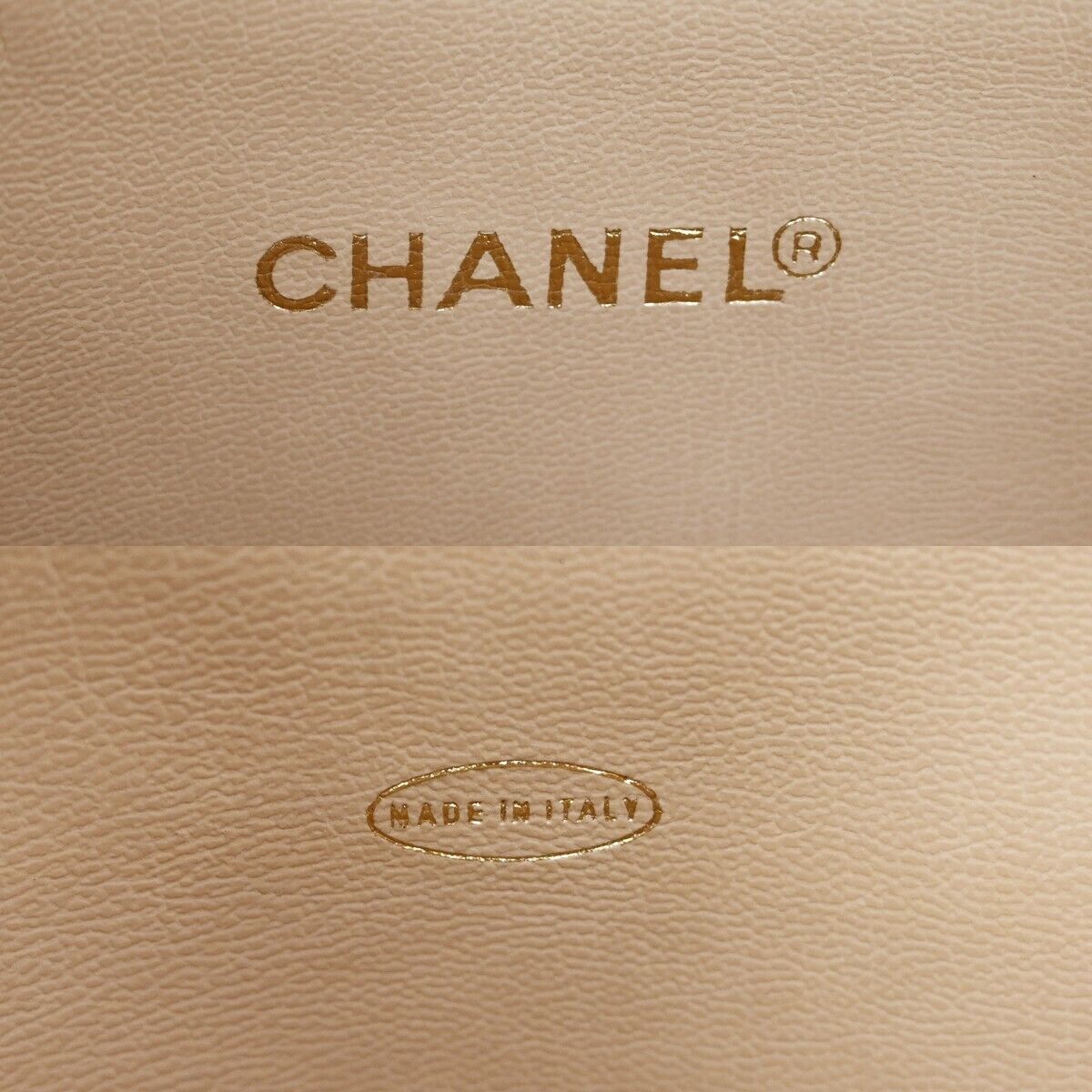 CHANEL CC Logo Chain Shoulder Bag Caviar Skin Leather Beige GHW Vintage 330RH771