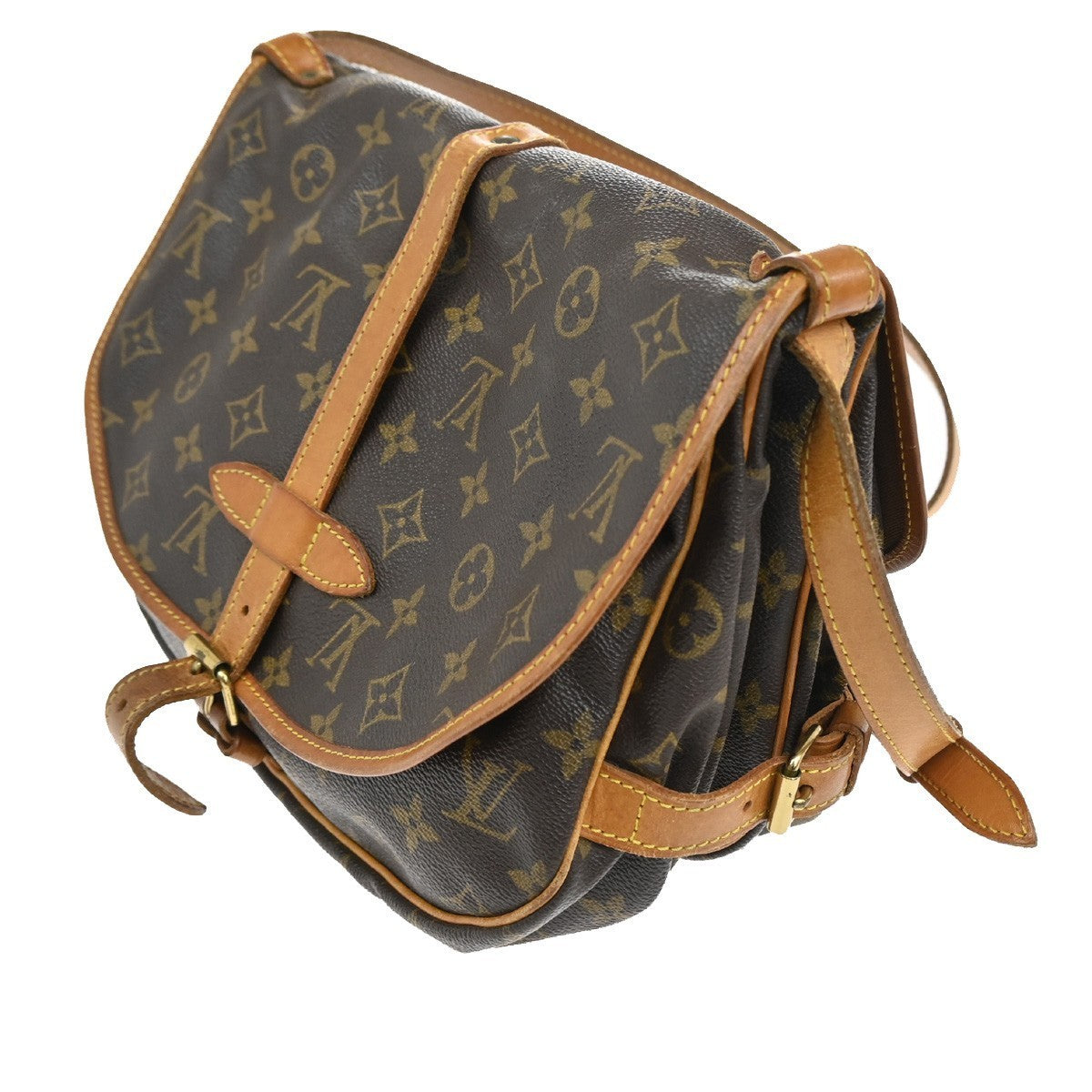 LOUIS VUITTON Logo Saumur 30 Shoulder Bag Monogram Leather Brown M42256 18TA319