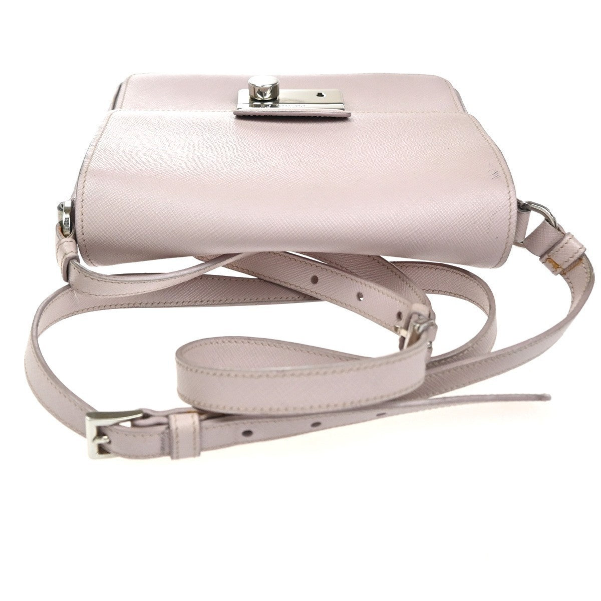 PRADA Logo Lux Sound Mini Shoulder Bag Saffiano Leather Pink SHW Italy 76YH990