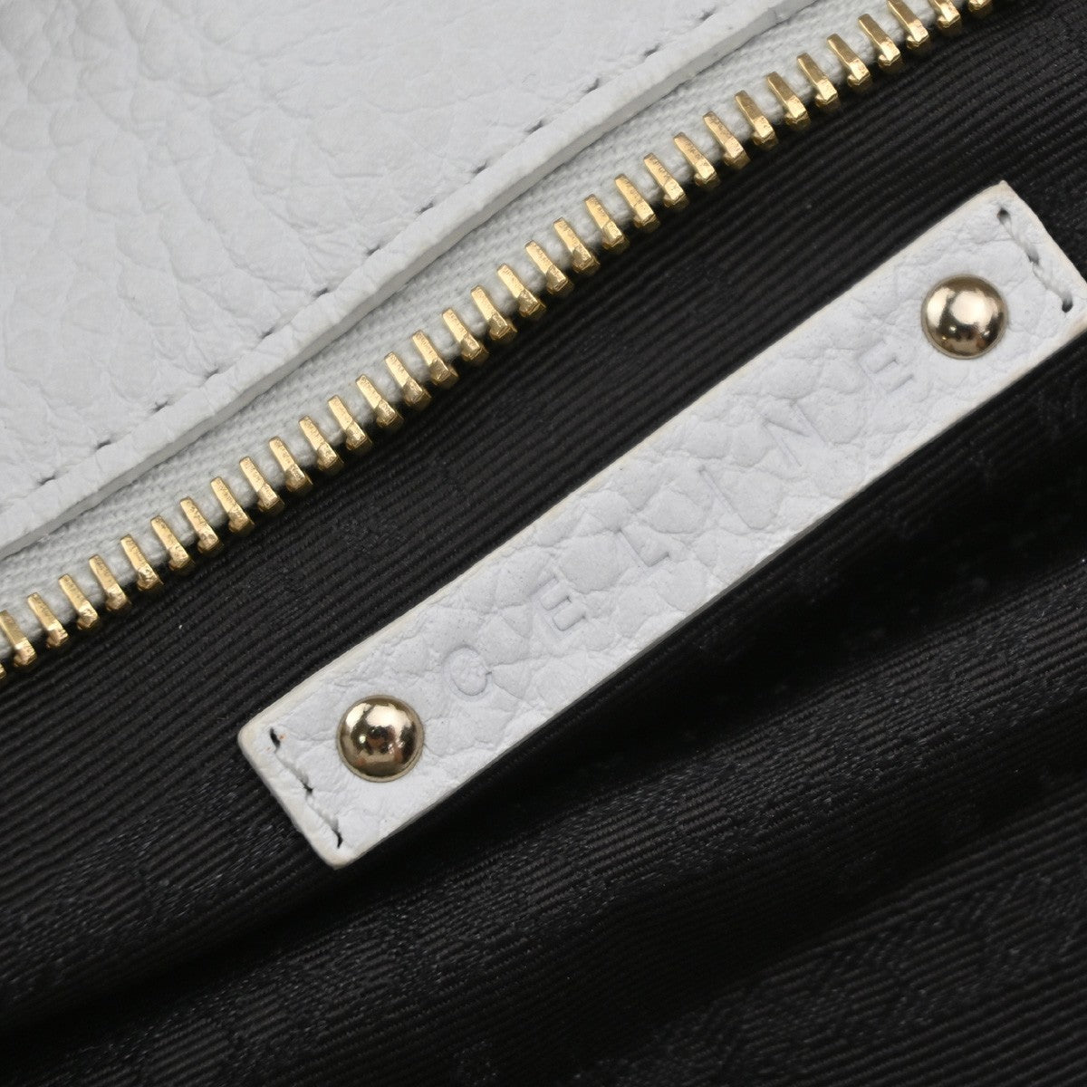 CELINE Logo Bittersweet Shoulder Hand Bag Leather White SHW Italy 32YJ135
