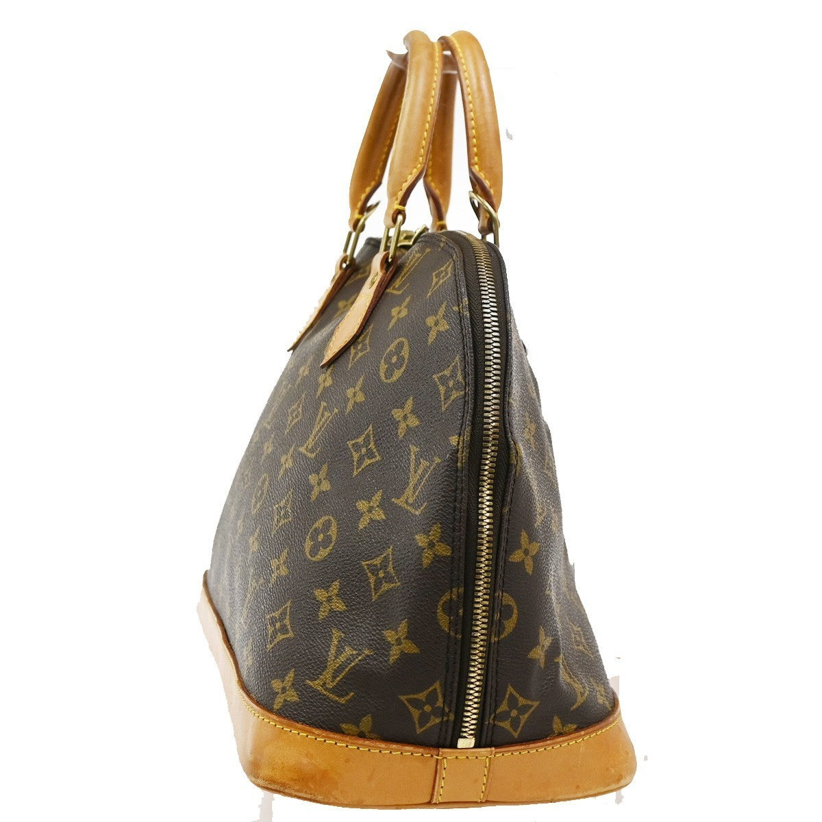 LOUIS VUITTON LV Logo Alma Hand Bag Monogram Leather Brown USA M51130 85YH972