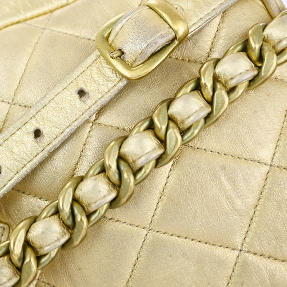 CHANEL CC Logo Duma Matelasse Chain Backpack Bag Leather Gold Vintage 717RP177