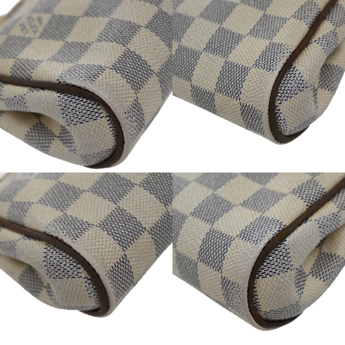 LOUIS VUITTON Eva Chain Shoulder Bag Damier Azur Leather White N55214 89EF785